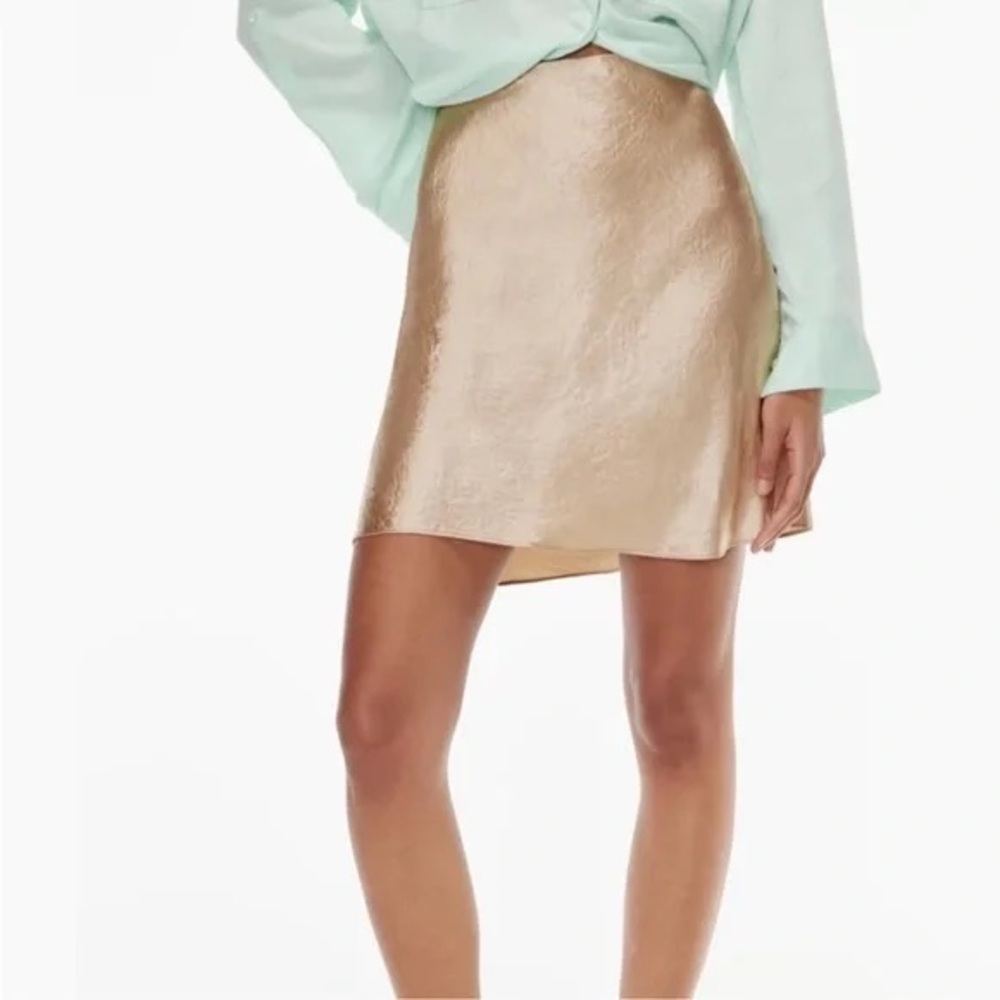 Aritzia Babaton Slip Satin Mini Skirt/ fluent taupe/ size0/ the original/ NWT